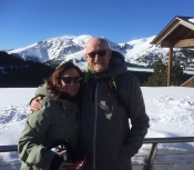 Mary and Joe skiing